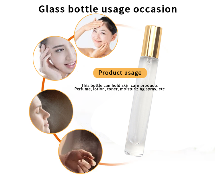 10ml clear perfume sample glass spray bottle