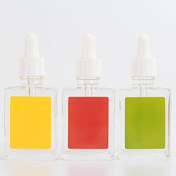 30ML Green Yellow Square Glass Bottle With Pipette Cute Essential Oil Bottle