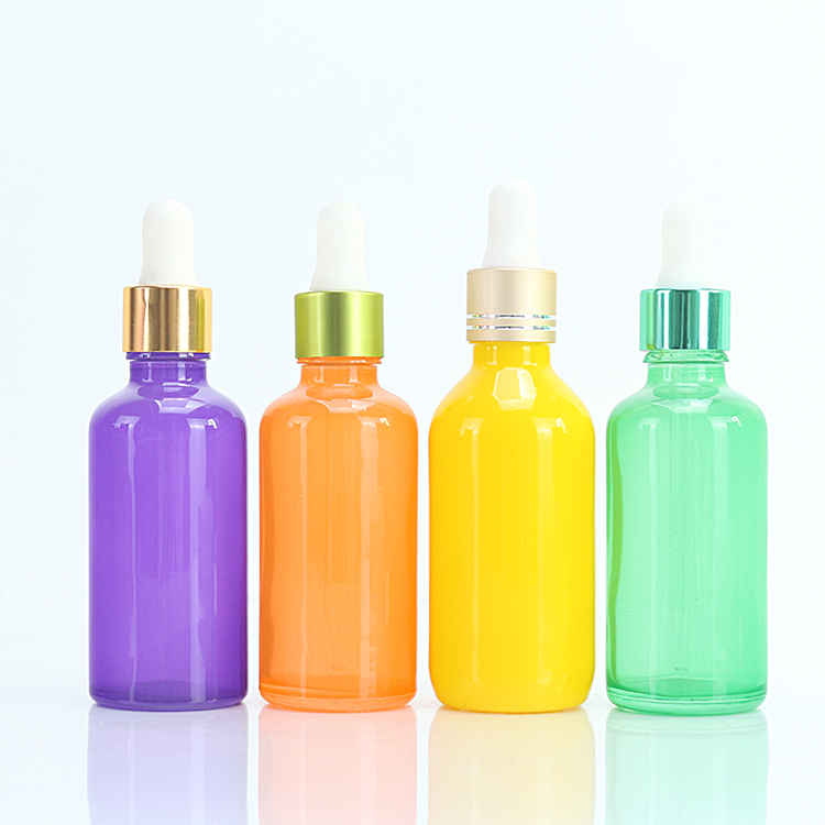 50ml Colored Round Glass Essential Oil Hair Oil Body Oil Dropper Bottle Supplier