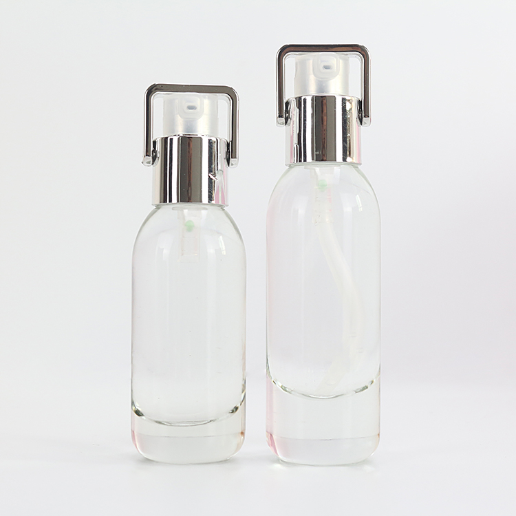 Wholesale 30ml 40ml Clear Glass lotion bottles Muscle Bottom Liquid Pump Bottle