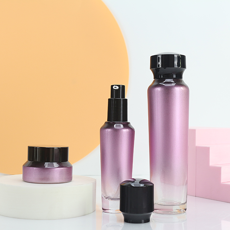 0.5 oz 1 oz 100ml Purple Gradient Airless Glass Cosmetic Bottles Face Cream Jar