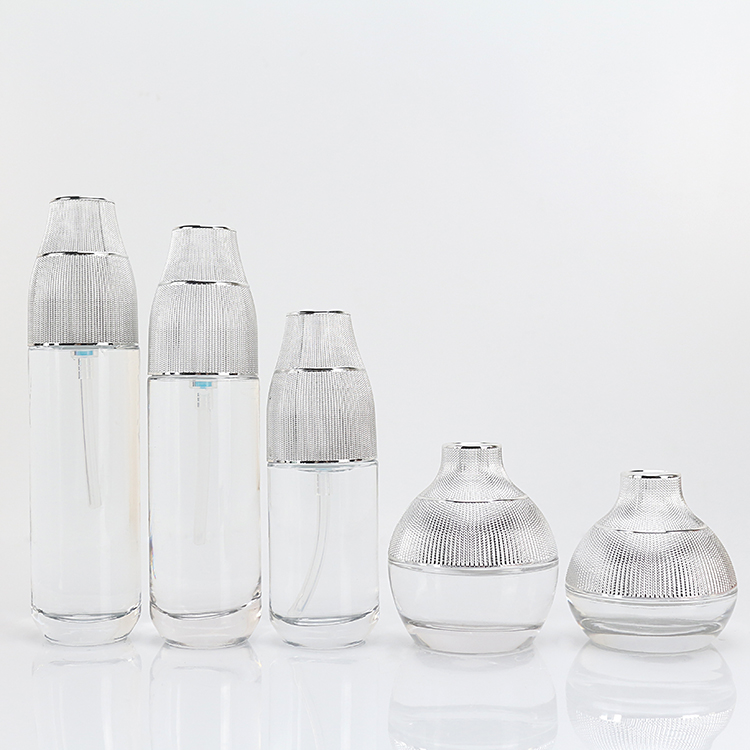 1 oz 2 oz Clear Glass Airtight Cosmetic Containers Cosmetic Bottle Set Wholesale