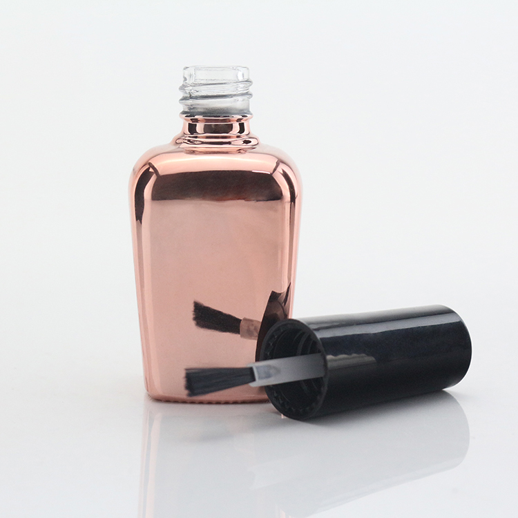 15ml Rose Gold Square Glass Nail Polish Bottle With Brush Liquid Glue Bottle