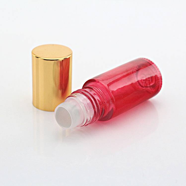 8ml Mini Red Essential Oil Perfume Eye Oil Sample Glass Roller Bottle Supplier