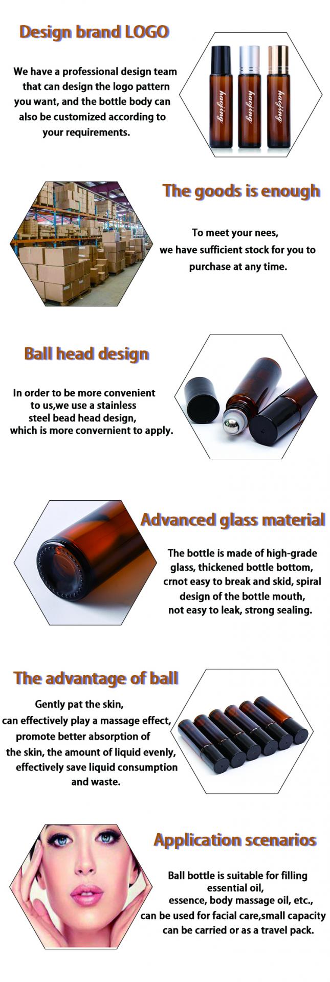 10ml glass roll on bottles with caps