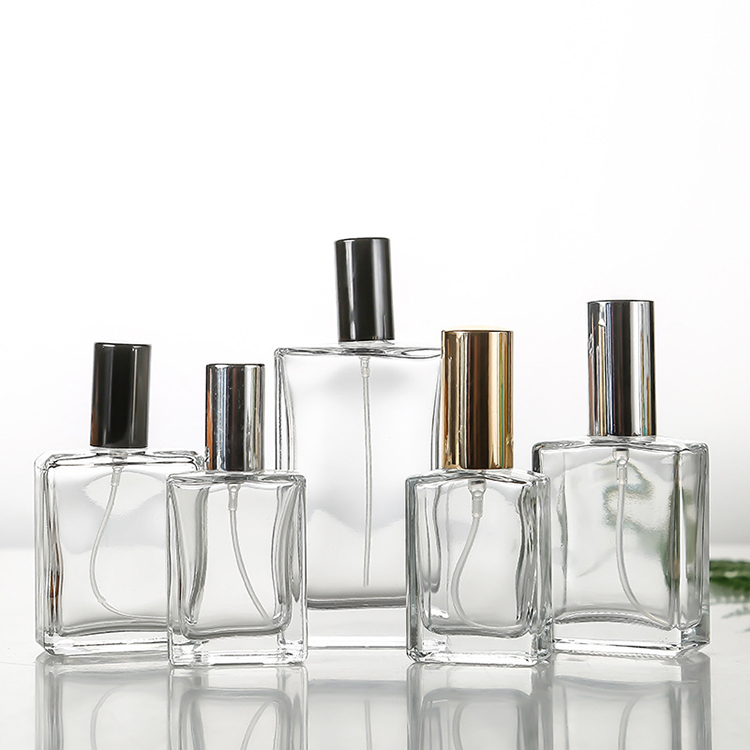 Manufacturer 30ml Square Glass Perfume Spray Bottle 50ml Fine Mist Spray Bottle