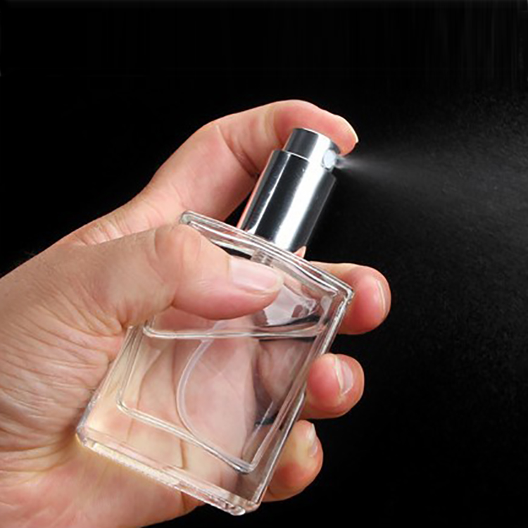 Manufacturer 30ml Square Glass Perfume Spray Bottle 50ml Fine Mist Spray Bottle