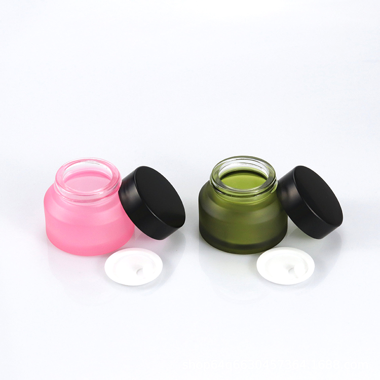 suppliers 30g frosted glass makeup jars cosmetic packaging face eye cream jar 