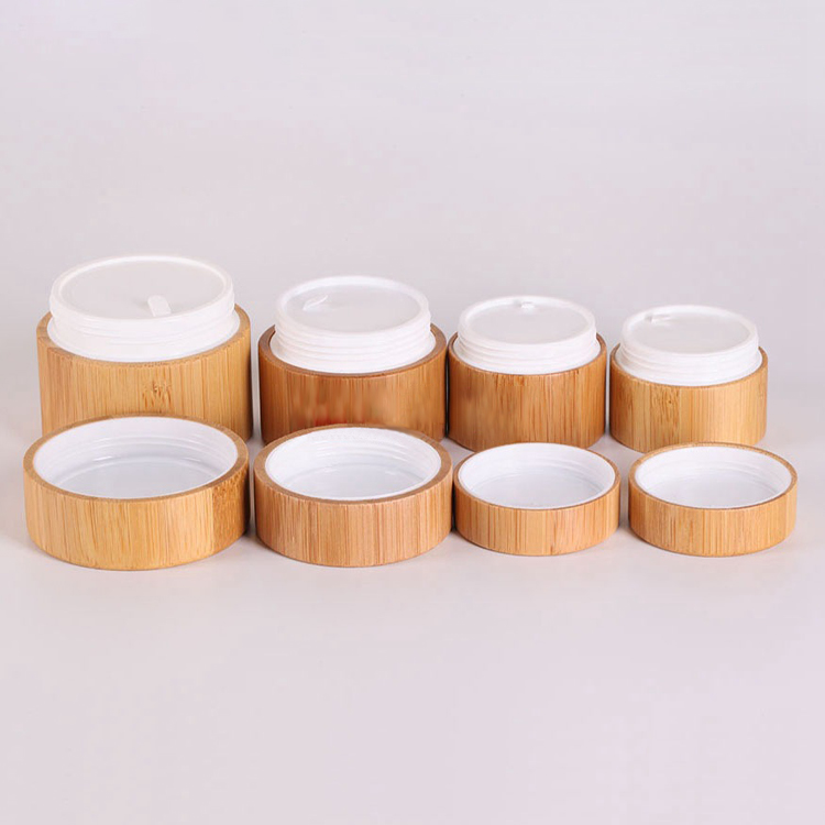 wholesale bamboo face cream jars recycle 1oz 3oz eye cream cosmetic skincare jar
