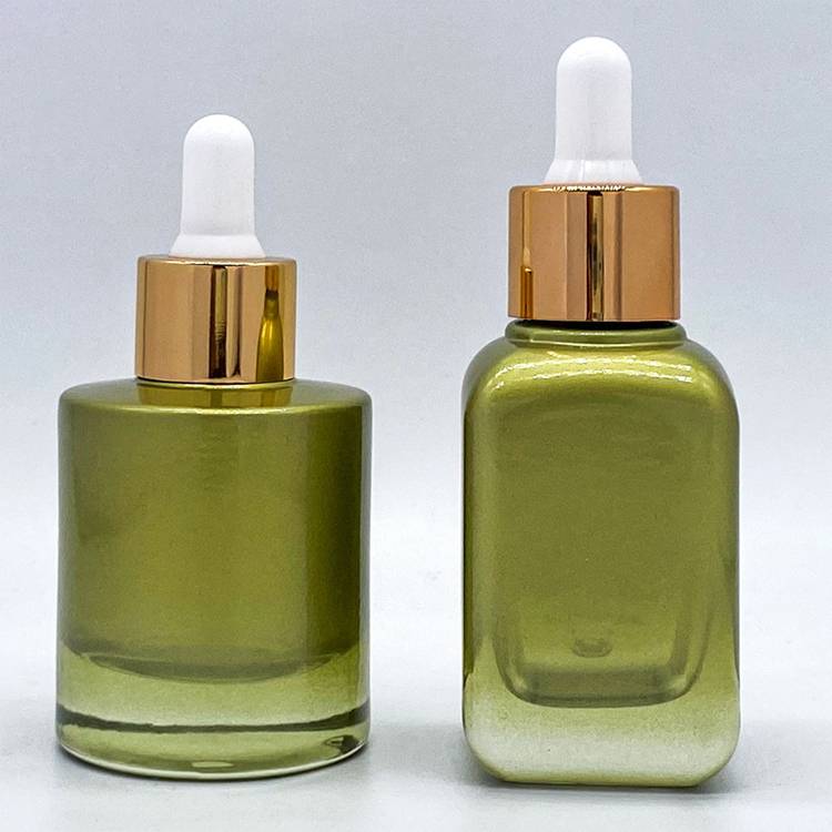 1 oz Glass Green Dropper Bottles Essential Oil Hair Oil Pipette Bottles Custom