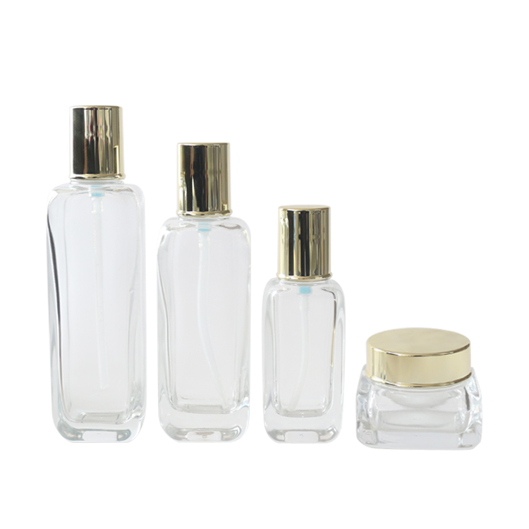 Clear Cream Jars Cosmetic Packaging 50g 100ml Square Cosmetic Bottle Set