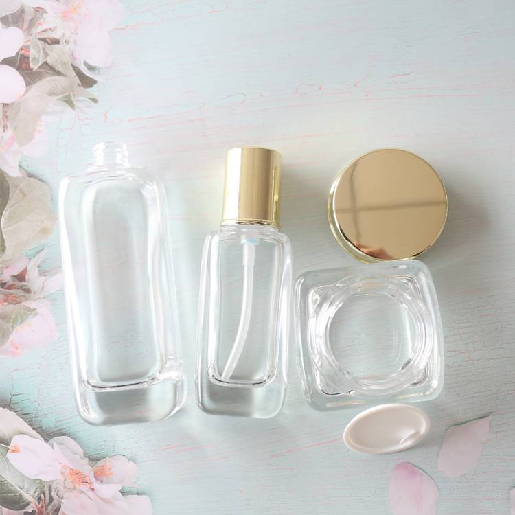 Clear Cream Jars Cosmetic Packaging 50g 100ml Square Cosmetic Bottle Set