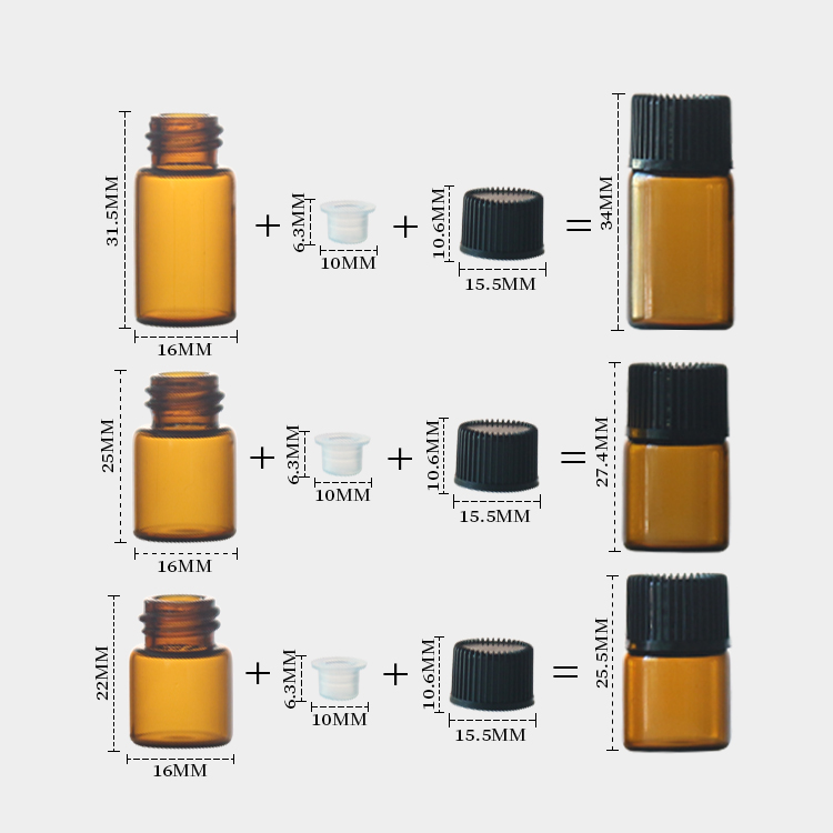 1.5ml 2ml 3ml 5ml 6ml Amber Glass Oil Vials Essential Oil Vials Suppliers
