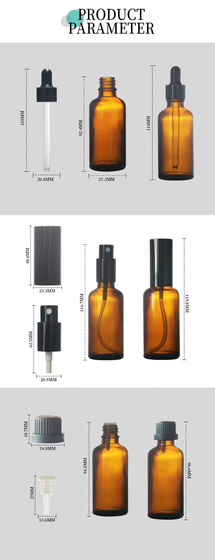 amber 50ml glass dropper bottles