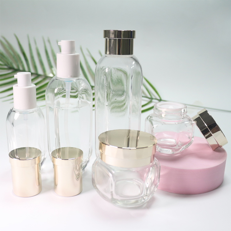 clear glass cosmetic jars and bottles
