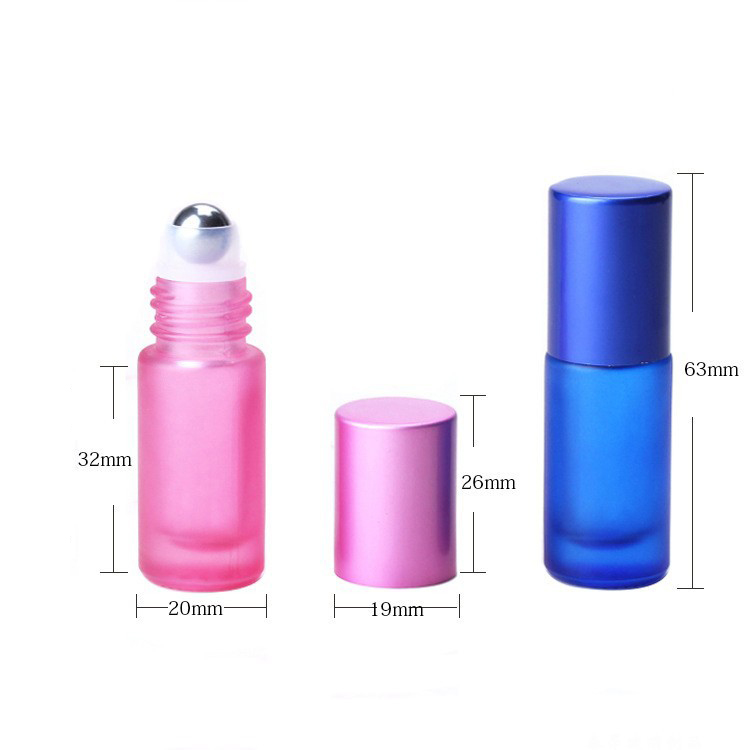 colored frosted 5ml glass roller bottles