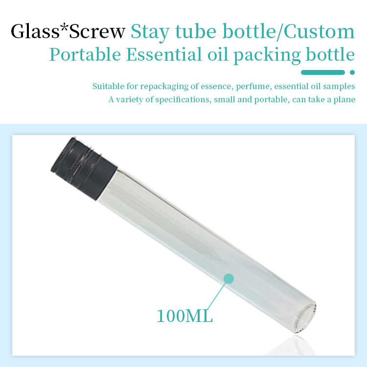 100ml Clear Glass Test Tubes With Black Caps Glass Travel Tubes For Sale