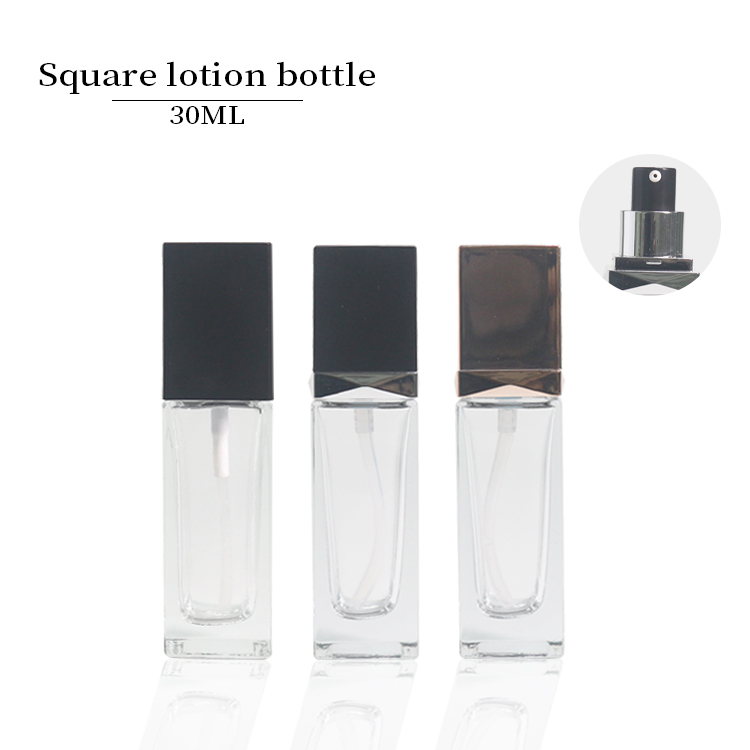 30ml Clear Foundation Pump Bottle Essence Square Bottle Foundation Wholesale