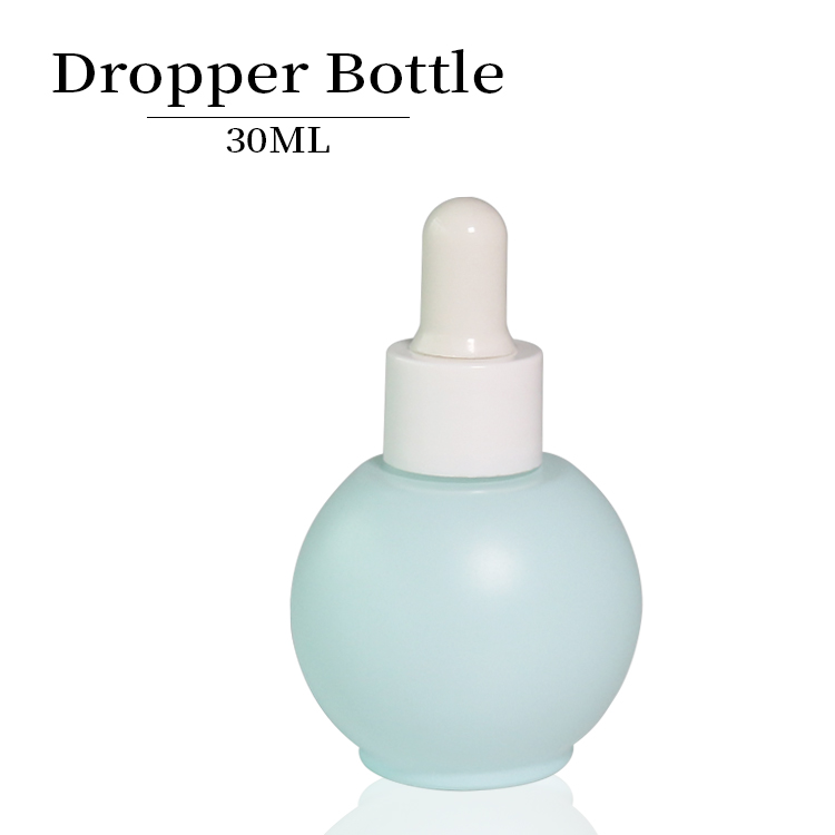 wholesale Blue Oil Glass Dropper Bottles Round 30ml Eye Dropper Bottles