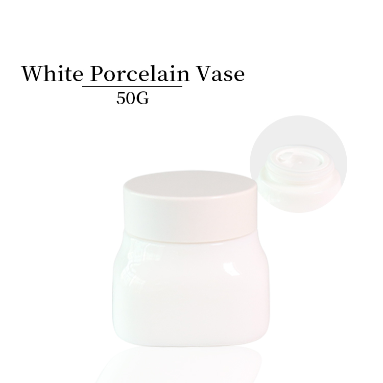 White Porcelain Square Cosmetic Jars 50g Empty Cosmetic Pots Manufacturer