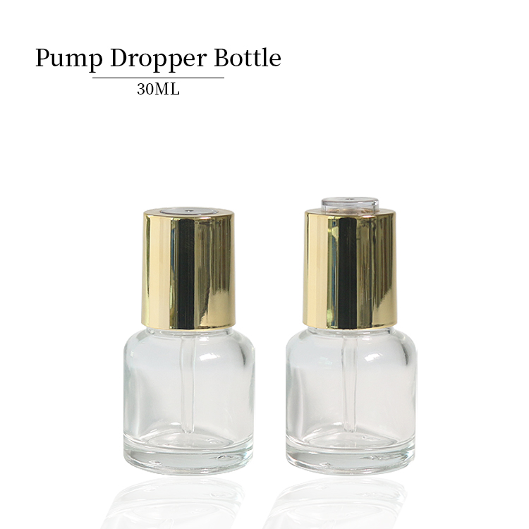 Custom Round 1 OZ Glass Dropper Bottles Gold Dropper Bottle Wholesale