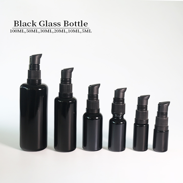 5ML 10ML 30ML Black Lotion Bottles Wholesale, Round Small Empty Lotion Bottles