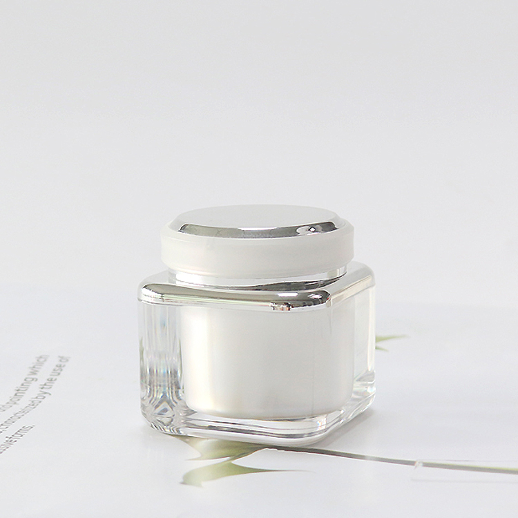 Luxury 1Oz Square Acrylic Jars For Cosmetics Plastic While Cosmetic Cream Jar