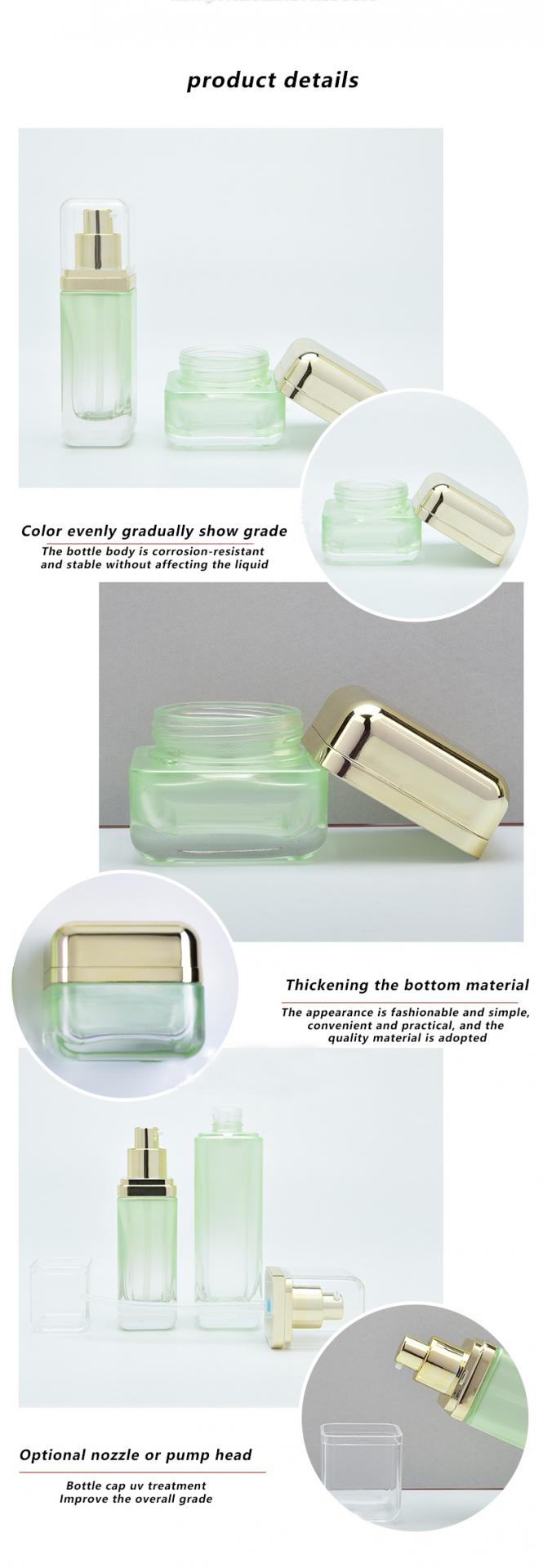 Wholesale Green Empty Makeup Containers, Skin Care Products In Glass Bottles