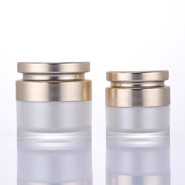 Plastic Gold Frosted Skincare Bottles And Jar Acrylic Cosmetic Containers